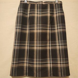 Brown plaid pencil skirt with kick pleats *NWOT*